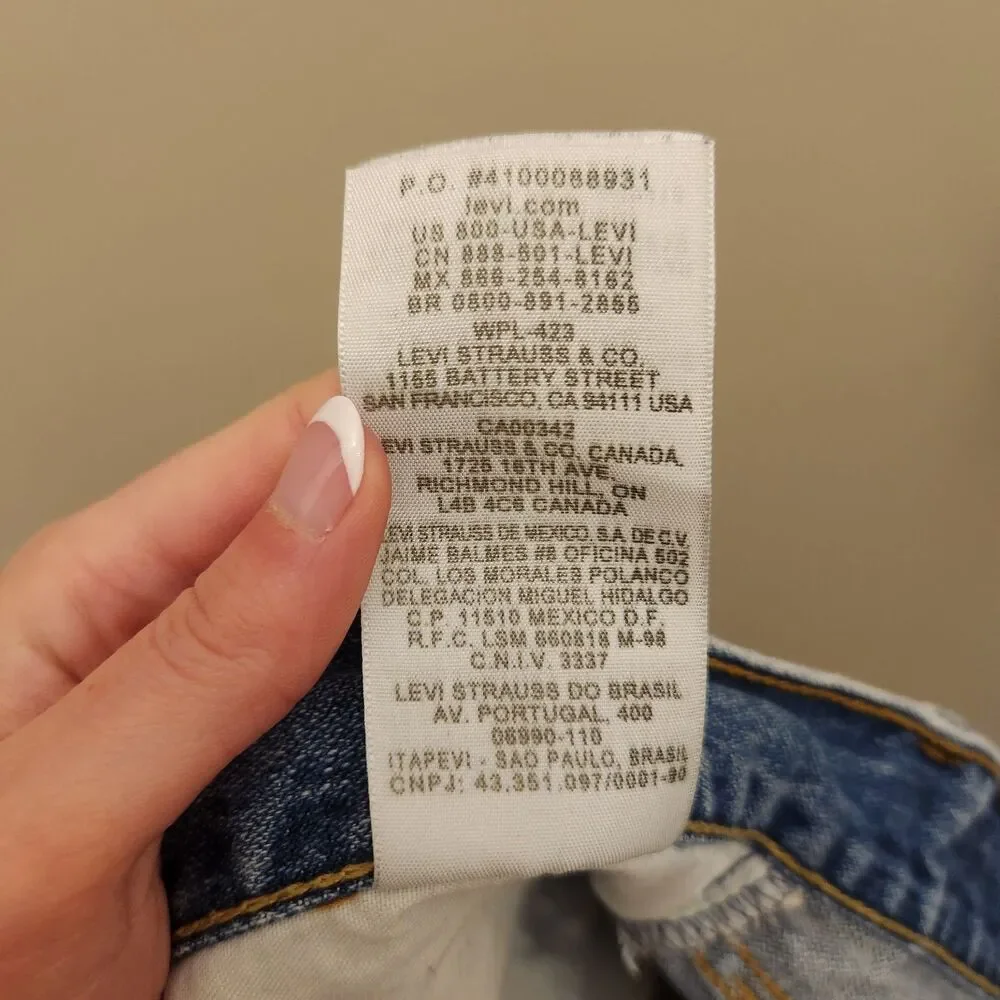 Levi's 505 Straight Fit Jeans Men's 44x32 Blue Medium Wash Denim Outdoors Rugged